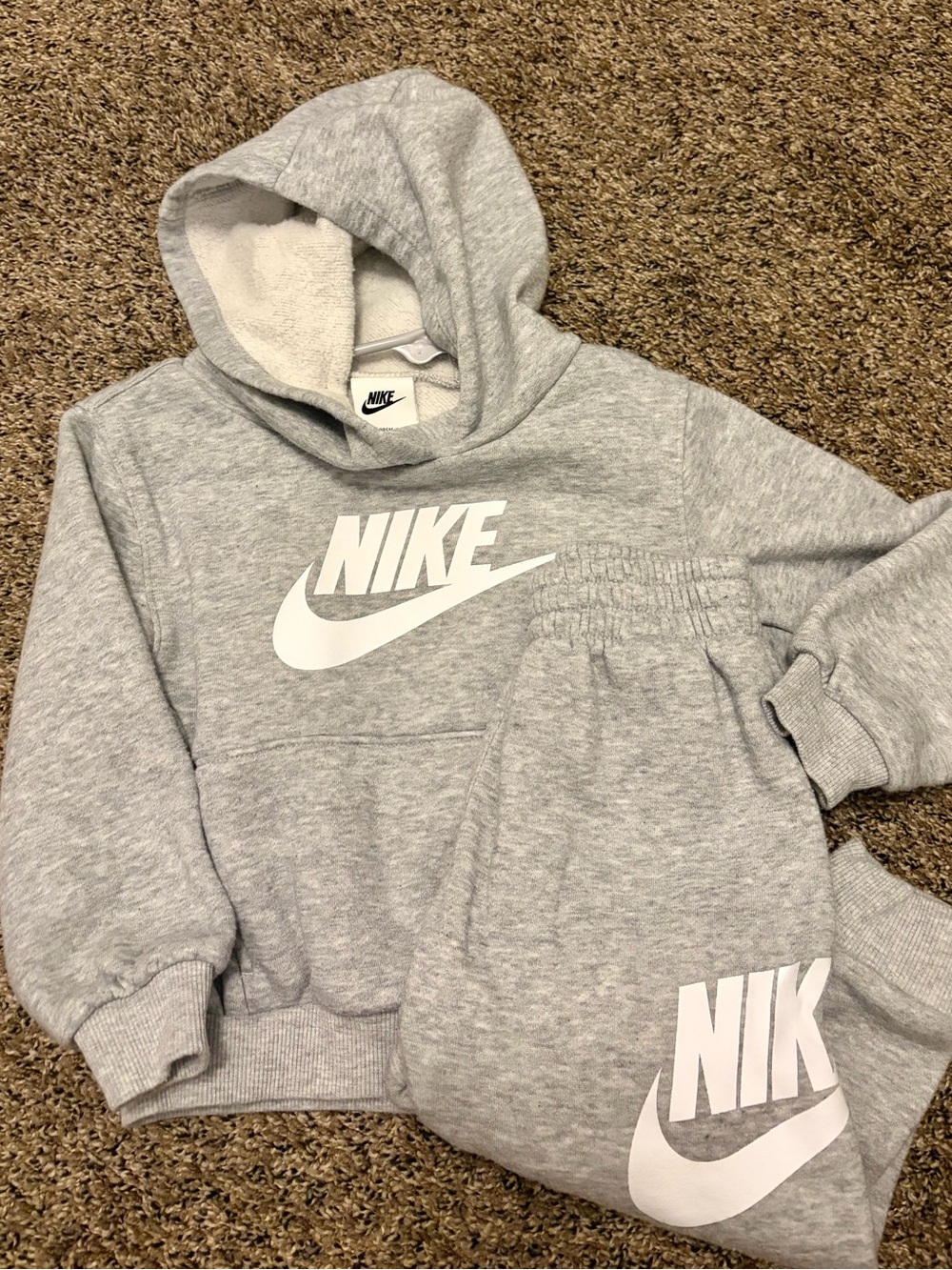 Nike Kids Grey Hoodie & Jogger Set with White Logo